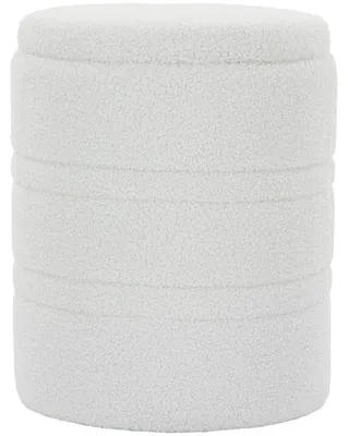 Produktbild von Sherpa Aufbewahrungshocker mit Wendedeckel, runder Sitzhocker für Wohnzimmer & Schlafzimmer, Weiß