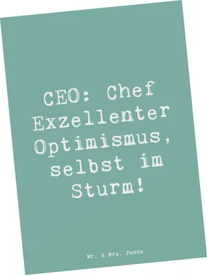 Produktbild von Mr. & Mrs. Panda Postkarte Spruch CEO Optimismus - Meeresbrise - Geschenk, Humor, Unternehmensführung, Ansichtskarten, Berufsprodukte, bildkarte, Postkarten, Berufsliebe