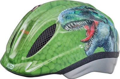 Immagine prodotto di KED Meggy II Originals | Casco da bicicletta per bambini Rete di protezione dagli insetti Luce posteriore a LED integrata Tecnologia maxSHELL; t-rex    52-58 (M)
