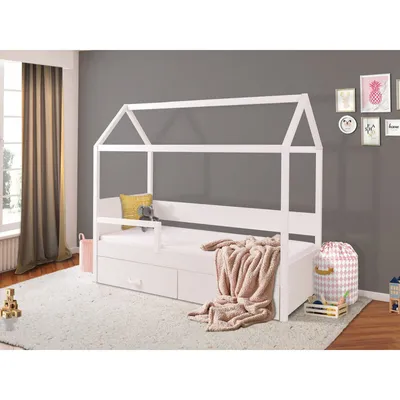 Obrázok produktu pre Detská posteľ domček so zábranou 90x200 SONTRA 2 - biela