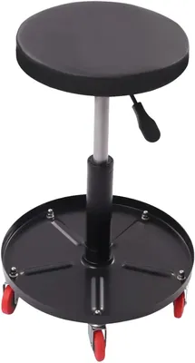 Zdjęcie produktu dla Krzesło warsztatowe, obrotowe o 360°, z regulacją wysokości, kolor czarny