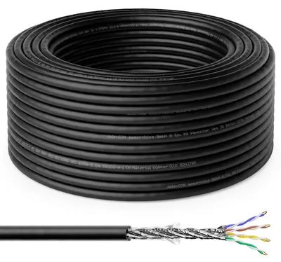 Produktbild von deleyCON 30m CAT 7 Outdoor Verlegekabel Kupfer (CU) Starr S/FTP PIMF Schirmung 10Gbps 1000MHz Außenbereich Wetterfest Netzwerkkabel Installationskabel LAN Ethernet Kabel Datenkabel Garten Terrasse