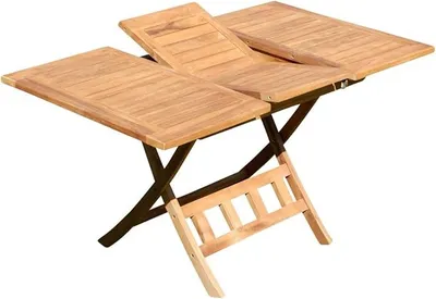 Produktbild von echt Teak Holz Ausziehtisch 100-140 x 80cm klappbar Holztisch Klapptisch Gartentisch Tisch Aves-AUSZIEH Teakholz