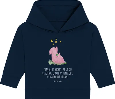 Produktbild von Mr. & Mrs. Panda Organic Baby Hoodie Schwein Glück 12. - 18. Monat - French Navy - Geschenk, Motivation, Lustige Sprüche, Ziele, Kapuzenshirt, Sterne, Träume