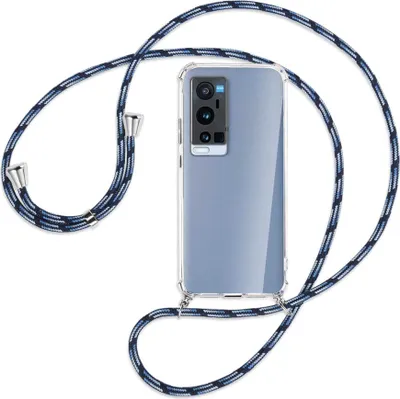 Produktbild von Handykette Backcover-Schutzhülle mit Band (Metall silberfarben) für vivo X60 Pro Plus 5G - Blautöne
