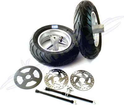 Produktbild von Felgen und Reifen Set 110/50-6.5 & 90/65-6.5 für Pocket Bike HMParts