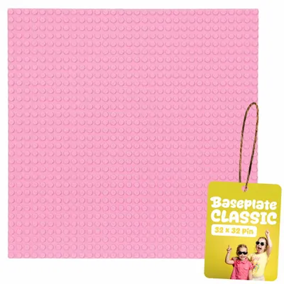 Produktbild von Bauplatte 32x32 Noppen, Grundplatte kompatibel mit gängigen Bausteinen, 25,5 x 25,5 cm, EVI KIDS, Rosa