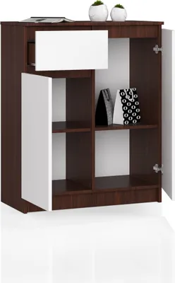 Obrázek produktu pro BDW, komoda s 1 zásuvkou a 2 dvířky, 80x99x40 cm, příborník, wenge - bílá