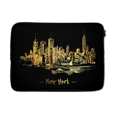Produktbild von MuchoWow® Laptop Hülle 13 Zoll New York - Skyline - Gold Laptoptasche - Laptophülle - Sleeve - Rundumschutz