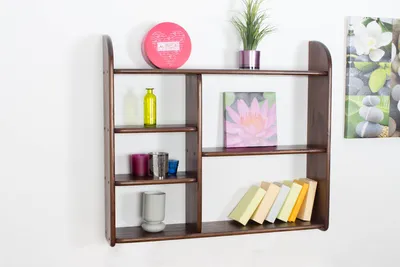 Produktbild von Bücherregal - 100 cm breit, Kiefer Holz-Massiv, Farbe: Nuss