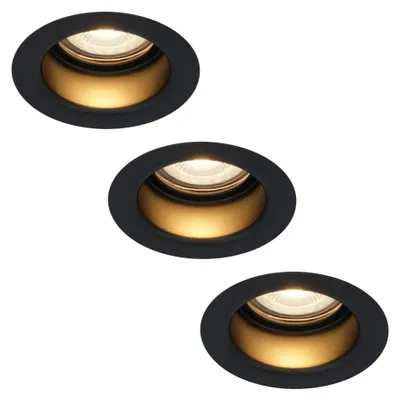Image de HOFTRONIC - Spot LED encastrable Mari 4W GU10 2700K IP65 Noir 3 pièces