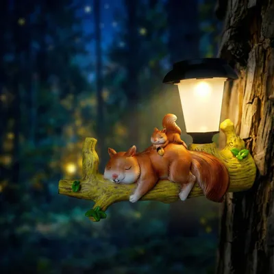 Immagine prodotto di Figura LED solare a forma di scoiattolo, da appendere, con luci LED bianco caldo, dimensioni 25 x 6 x 19 cm, confezione singola [11421]
