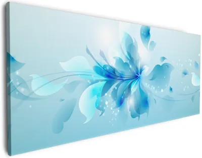 Produktbild von Wallario Premium Leinwandbild Blaues Blumenbuket in Größe 60 x 150 cm