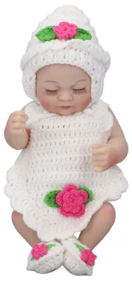 Zdjęcie produktu dla Lalka noworodkowa, 25 cm, silikonowa, urocza, realistyczna, w dzianinowym ubranku, prezent urodzinowy, z zamkniętymi oczami, dla dziewczynki