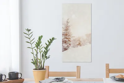 Produktbild von MuchoWow® - Leinwandbilder - Baum - Schnee - Winter, Wandbild, Wanddeko Bilder Wohnzimmer, 40x80 cm