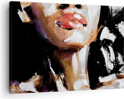 Produktbild von Bild auf Leinwand - Leinwandbild - Einteilig - Öl Mund Frau - 70x50cm - Wand Bild - Wanddeko - Wandbilder - Leinwanddruck - Bilder - Wanddekoration - Leinwand bilder - Wandbild - AA70x50-4724