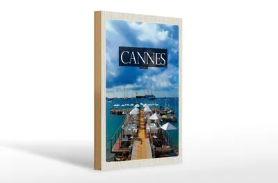 Produktbild von Holzschild Reise 20x30cm Cannes France Urlaub Retro