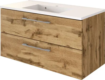 Produktbild von Waschtisch inkl. Mineralgussbecken 100 cm LOUNY-03 in Wotaneiche Nb., B/H/T: ca. 100/54/48 cm