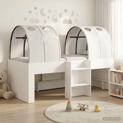 Produktbild von Möbel Bett mit Tunnel 4 pcs Weiß HolzwerkstoffGartensofas - Gartensofas c4996