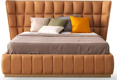 Produktbild von Casa Padrino Luxus Doppelbett Hellbraun / Beige 247 x 214 x H. 126 cm - Massivholz Bett - Schlafzimmer Möbel - Hotel Möbel - Luxus Möbel - Luxus Einrichtung