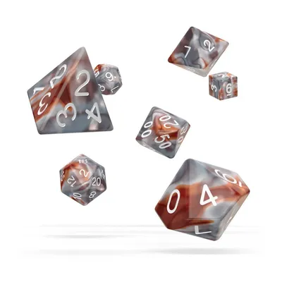 Zdjęcie produktu dla Zestaw kości RPG Oakie Doakie, Gemidice - srebrno-rdzawe, 7 sztuk