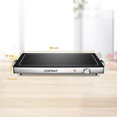 Image de COSTWAY 56 x 36cm Plaque chauffante électrique Chauffe-plats avec fonction de plaque chauffante de 50℃ à 120℃, régulateur de température, chauffe-buffet Acier inoxydable Chauffe-plats