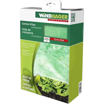 Produktbild von Windhager 06769 Wachstumsvlies Garten-Vlies SUPERGROW 10 x 1,5 m, 20 g/m², grün (10 m)
