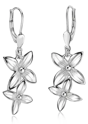 Produktbild von MATERIA Brisuren Ohrringe lang Silber 925 17x40mm - Damen Ohrhänger rhodiniert inkl. Etui #SO-244