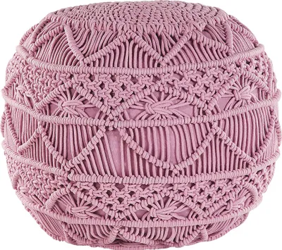 Zdjęcie produktu dla BELIANI Puf różowy bawełniany 40 x 40 cm pleciony dziergany ręcznie robiony styl boho