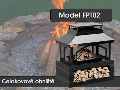 Obrázek produktu pro Celokovové ohniště FPT02, 94 x 82 x 45 cm, s ochranou proti dešti