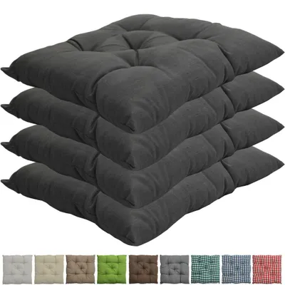 Produktbild von Stuhlkissen Genua 38x38 cm 4er Pack Sitzkissen mit Steppung, Farbe:Grau