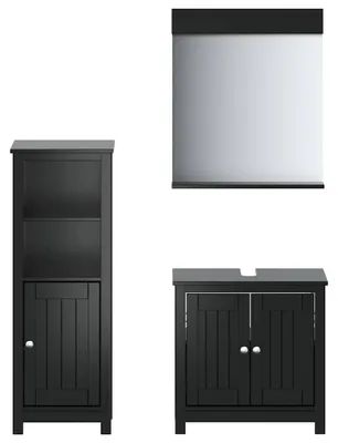 Imagen del producto de vidaXL Juego de 3 muebles de baño BERG, color , madera maciza de pino
