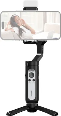 Produktbild von Hohen iSteady XE 3-Achsen-Smartphone-Gimbal-Stabilisator, tragbares Telefon, Vlog Gimbal, Anti-Shake mit magnetischem LED-Fuelllicht, Mini-Stativ, 280 g Tragkraft, Ersatz fuer iPhone 14/13/12/11, Android-Smartphones