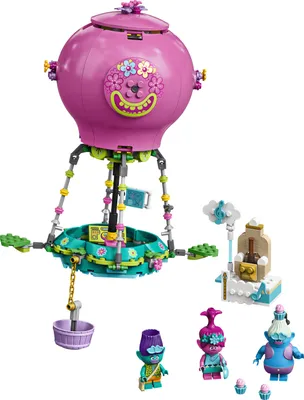 Produktbild von LEGO 41252 Trolls World Tour Poppys Heißluftballon Abenteuer Spielset mit Poppy, Branch, Biggie und Mr Dinkles