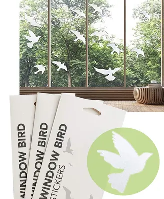 Fensteraufkleber Vogelschutz, 36 transparente Silhouetten, 3er-Pack