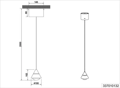 Produktbild von LED Pendelleuchte, schwarz matt, Farbtemperaturwahl, H 200cm
