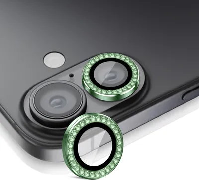 Produktbild von Kamera Linsenschutz Glas Set mit Schmucksteinen für Apple iPhone 17 Schutzglas Camera Linse Panzerfolie 9H Pastell Grün