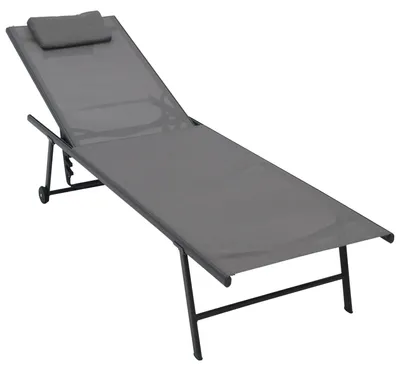 Produktbild von Gartenliege mit Rollen, Stahl anthrazit + Textilgewebe grau, 2-er Set