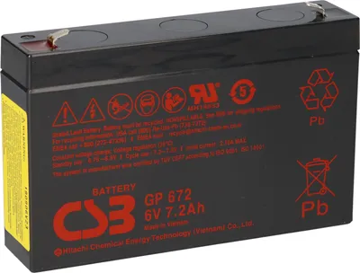 Zdjęcie produktu dla Akumulator kwasowo-ołowiowy CSB 6 V 7,2 Ah GP672F1 bezobsługowy akumulator kwasowo-ołowiowy AGM