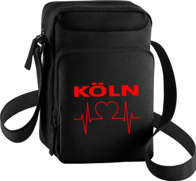 Produktbild von multifanshop Umhängetasche - Köln - Herzschlag, schwarz, Größe