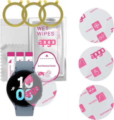 Produktbild von apgo 3 Stück Schutzglas, klar, kompatibel mit Samsung Galaxy Watch 5 44mm Smartwatch, Hybrid 8H, Ersatz für Hartglas, Displayschutzglas, Bildschirmschutz, Displayschutz, kratzfest