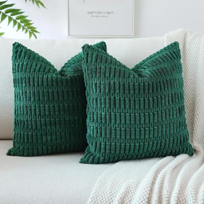 Productafbeelding van Kussenslopen, corduroy, set van 2, donkergroen, 40x40 cm