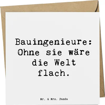 Produktbild von Mr. & Mrs. Panda Klappkarte Spruch Bauingenieur Held - Weiß - Geschenk, Glückwunschkarte, Bauwesen, faltkarte, Beruf, Berufsalltag, Technisches Können, Grußkarte, Tiefbau