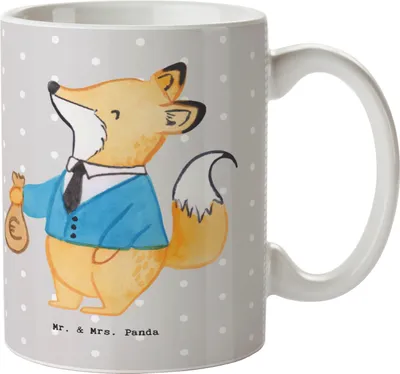 Produktbild von Mr. & Mrs. Panda Kaffeetasse Steuerberater Herz - Grau Pastell - Geschenk, Kaffeebecher, Bedruckte Tasse, Becher, bedruckt