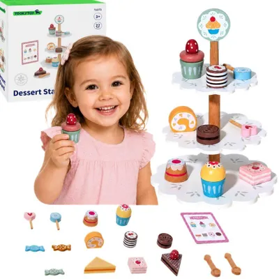Zdjęcie produktu dla Toy Toy Talerz na słodycze Drewniany stojak na babeczki i ciasta
