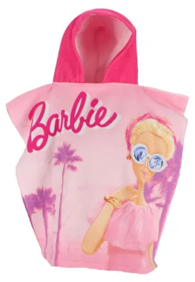 Imagen del producto de Toalla de playa con capucha para niños, 55x110 cm, diseño Barbie