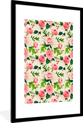 Produktbild von MuchoWow® MuchoWow® Gerahmtes Poster Blumen - Rosen - Rosa 60x90 cm - Poster mit zchwarzem Bilderrahmen - Dekoration - Wandposter Wohnzimmer - Hochwertig