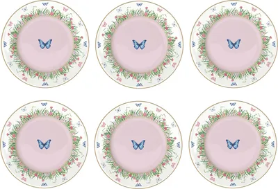 Produktbild von 6er Set Kuchenteller SPRING PARADE Schmetterlinge 19cm aus Porzellan Easy Life