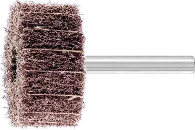 Productafbeelding van Freesfrees POLINOX PNZ, diameter 40mm, hoogte 20mm, korrelgrootte K100, combinatie van vlies en korund, schachtdiameter 6mm, merk PFERD