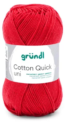 Produktbild von Gründl Baumwolle quick uni,50g.100%Baumwolle,mercerisiert,Häkel- u. Strickgarn,50g / 125 m,NS 3-4 156 feuerrot